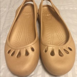 Soft gold slip on Crocs